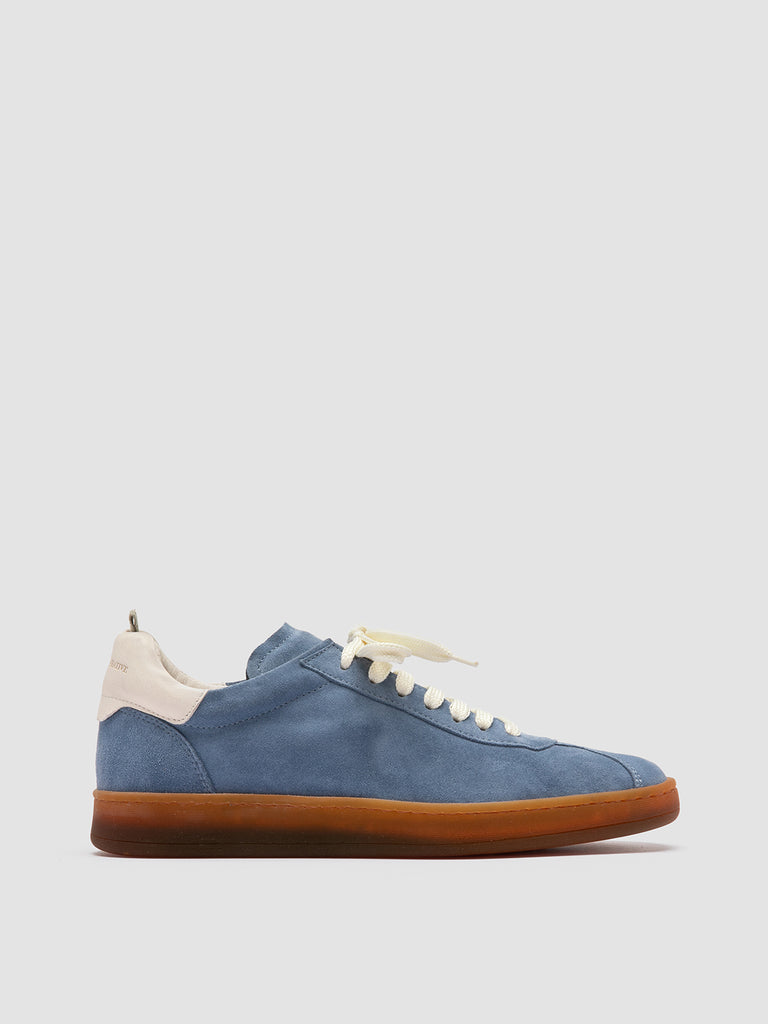 DESTINY 101 - Blue Leather and Suede Low Top Sneakers