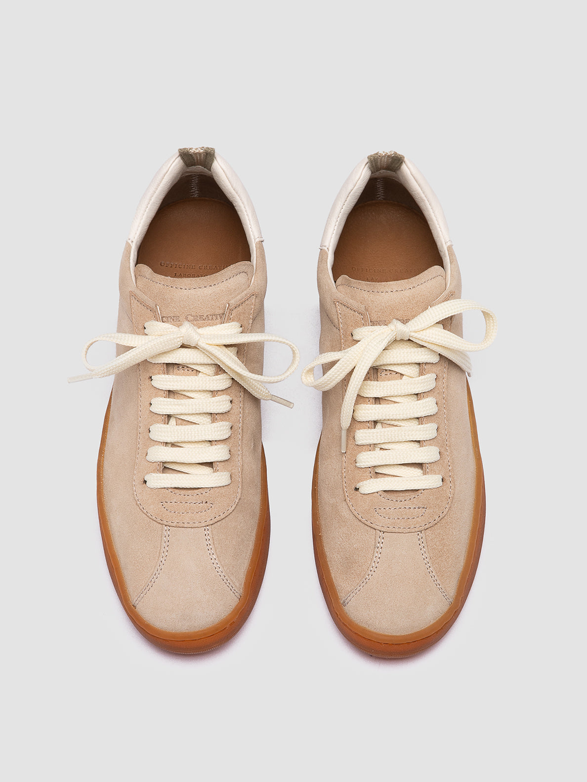 Women's Beige Leather and Suede Low Top Sneakers: DESTINY 101