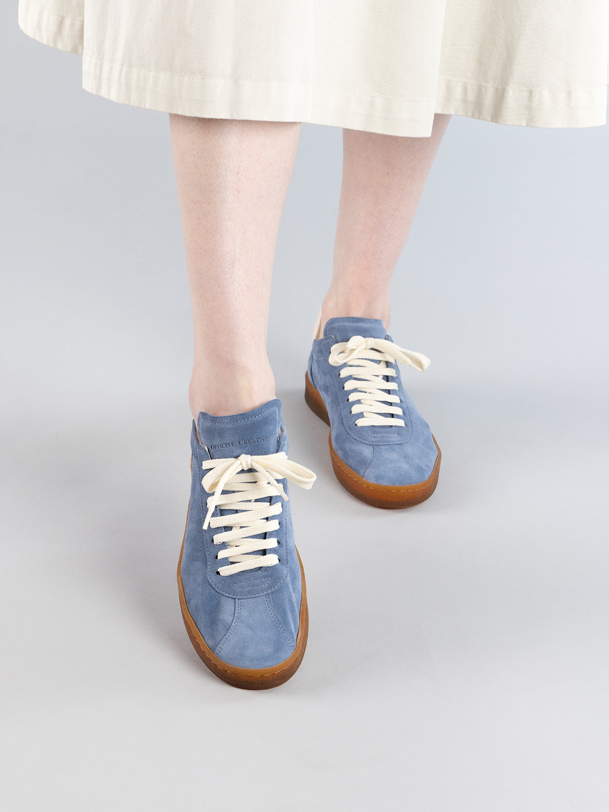 Women's Blue Leather and Suede Low Top Sneakers: DESTINY 101