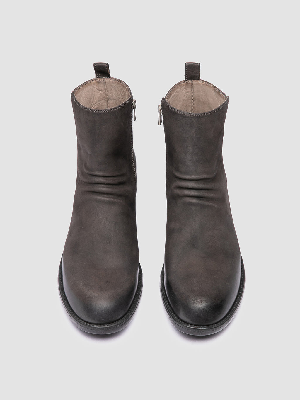 DIARY 008 - Grey Leather Zipped Boots - image 2,side view
