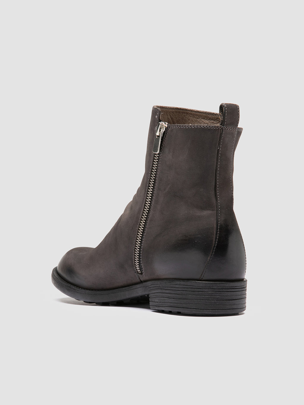 DIARY 008 - Grey Leather Zipped Boots - image 4,side view