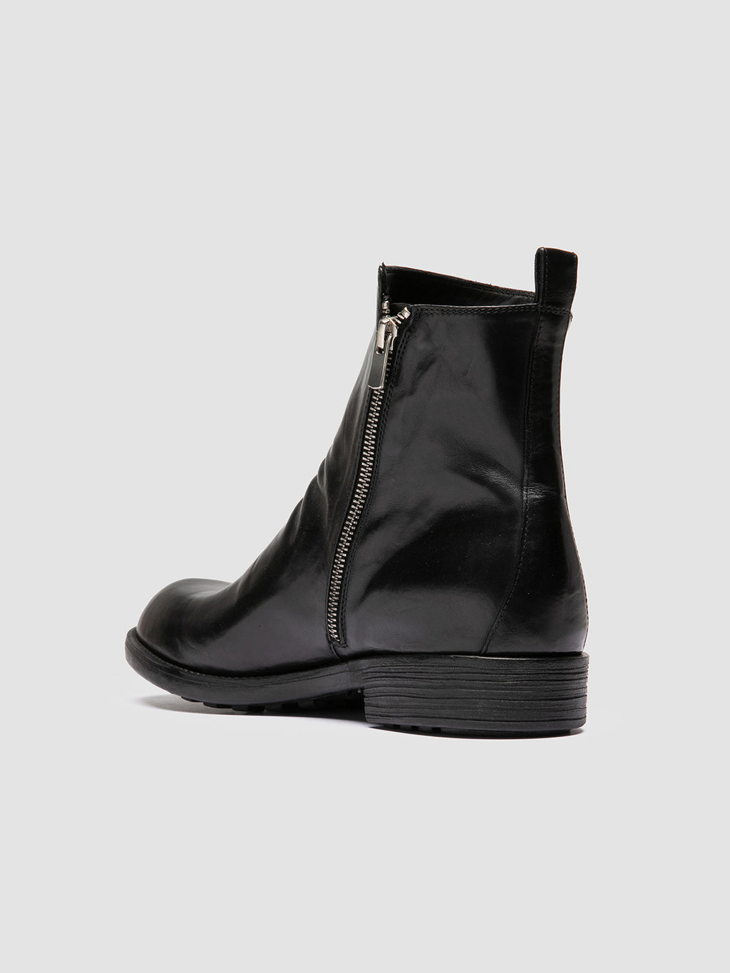 DIARY 008 - Black Leather Zip Boots - image 4,side view