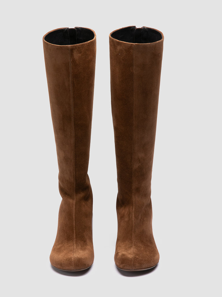 ELINOR 006 - Brown Suede Zipped Boots