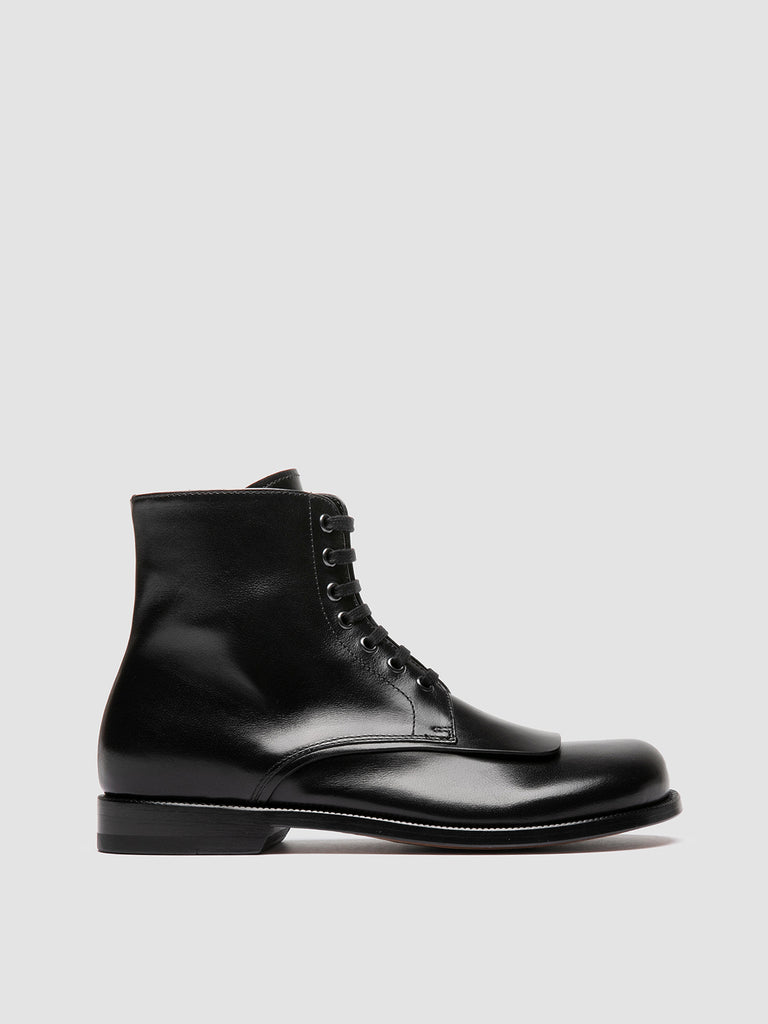 EMERALD 004 - Black Leather Lace-up Boots