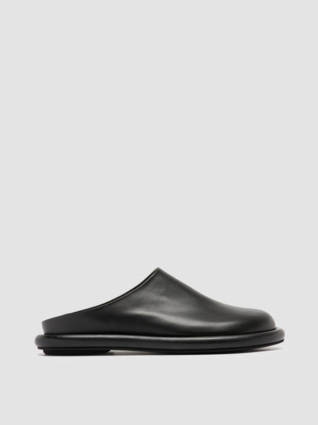 Women's Black Leather Mule Sandals: ESTENS 107 – Officine Creative
