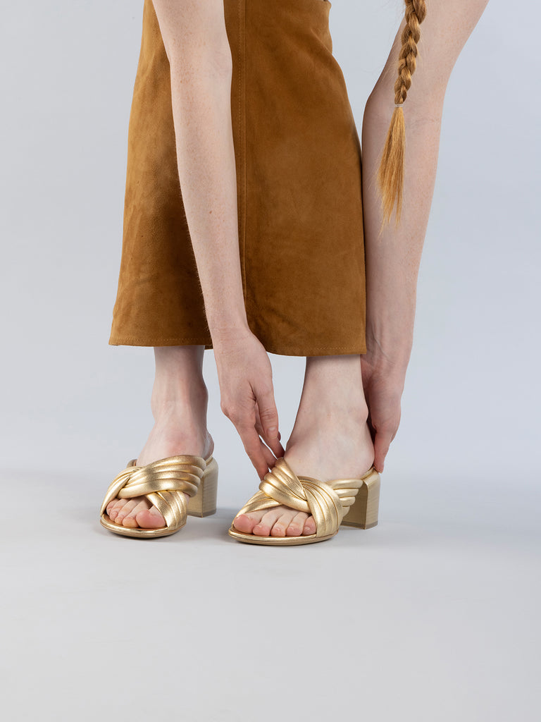 ETHEL 022 - Gold Leather Slide Sandals Women Officine Creative - 6