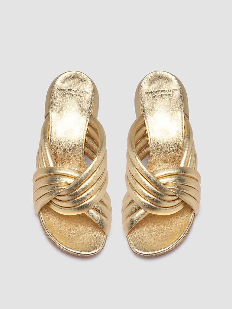 ETHEL 022 - Gold Leather Slide Sandals