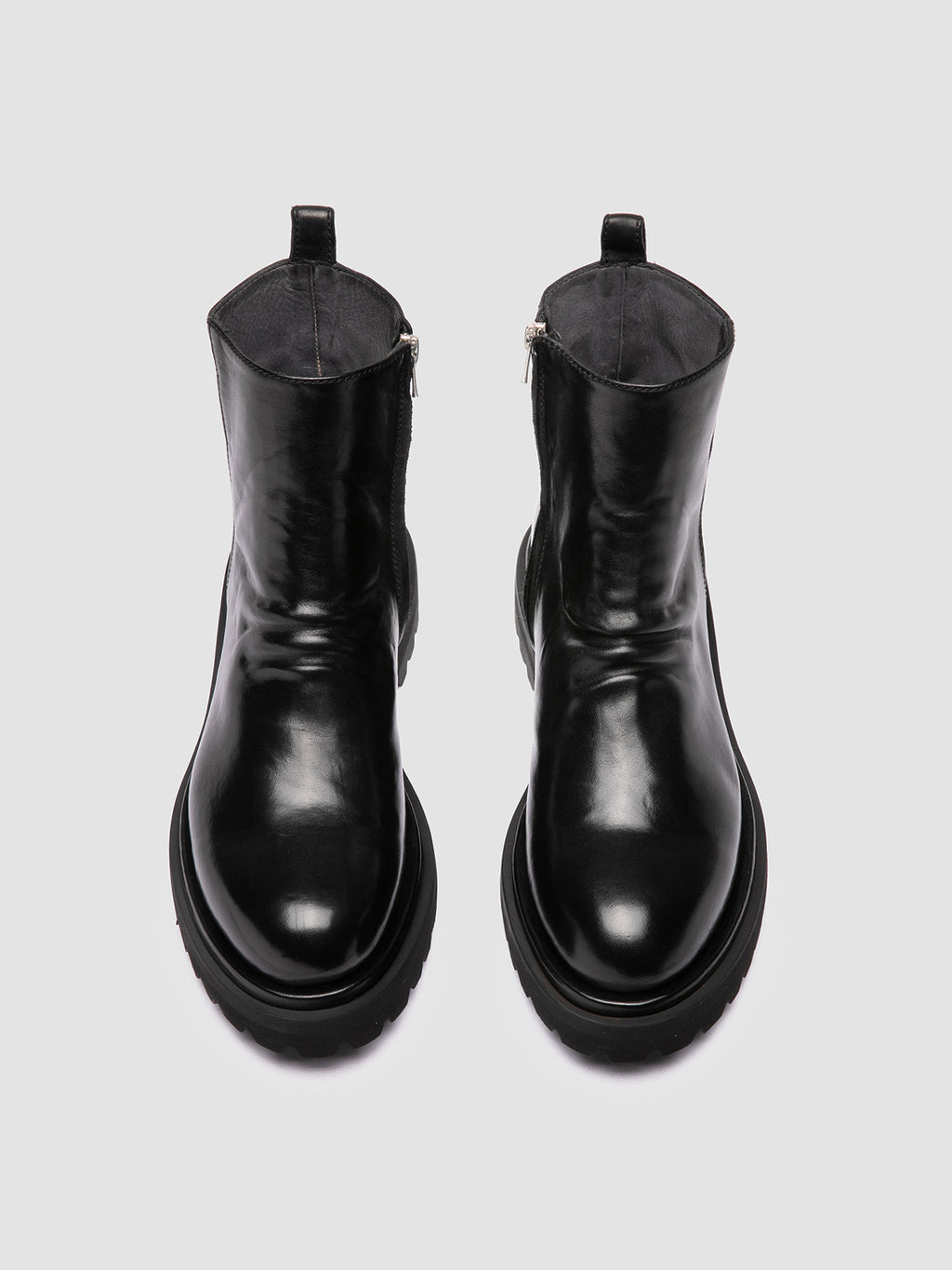 EVENTUAL DD 104 - Black Leather Zip Boots - image 2,side view