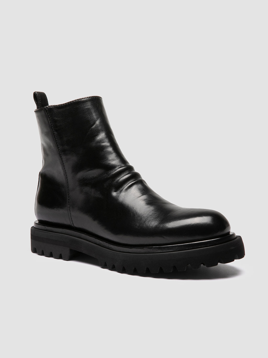 EVENTUAL DD 104 - Black Leather Zip Boots - image 3,side view