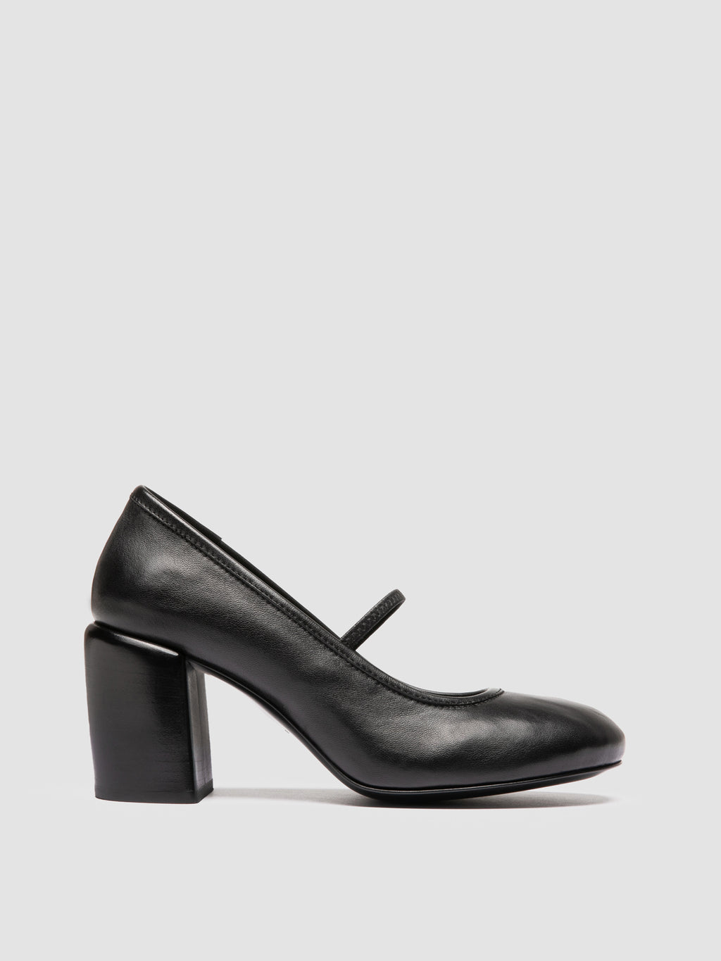 FELICIA 007 - Black Leather Ballerina Shoes - image 1,side view