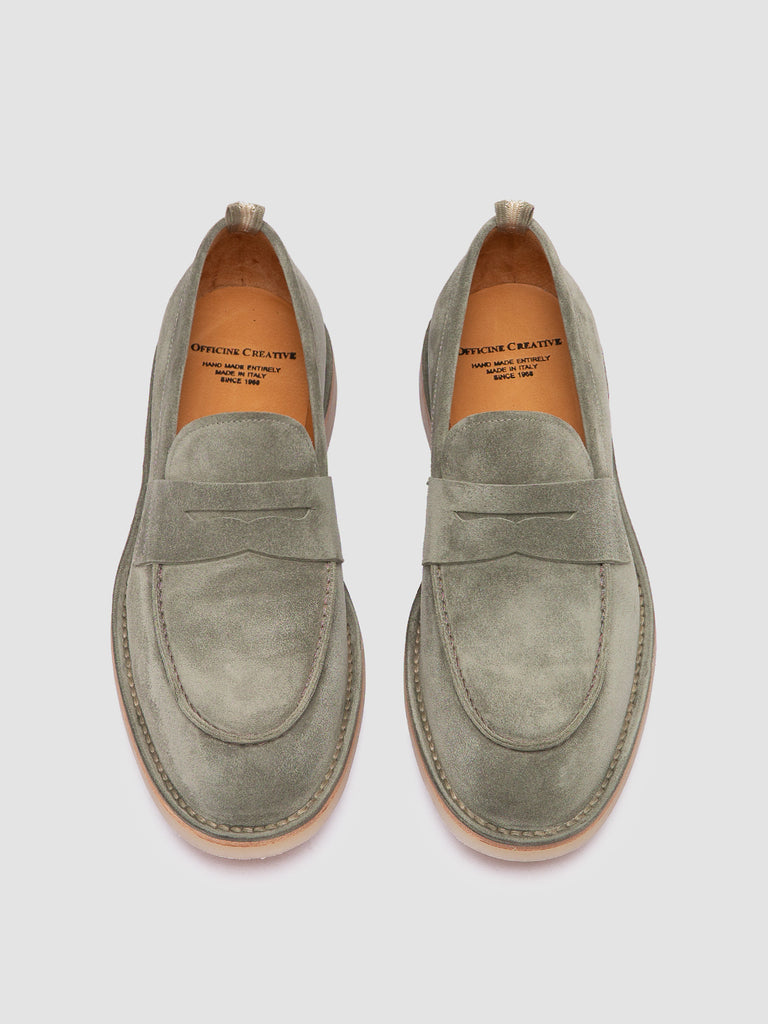 FLEXUS 002 -  Green Suede Penny Loafers