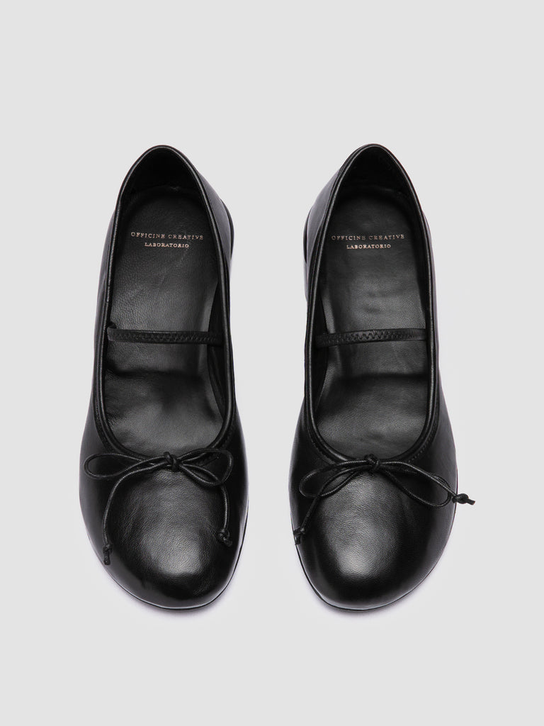 FLORE 001 - Black Leather Ballerina Shoes