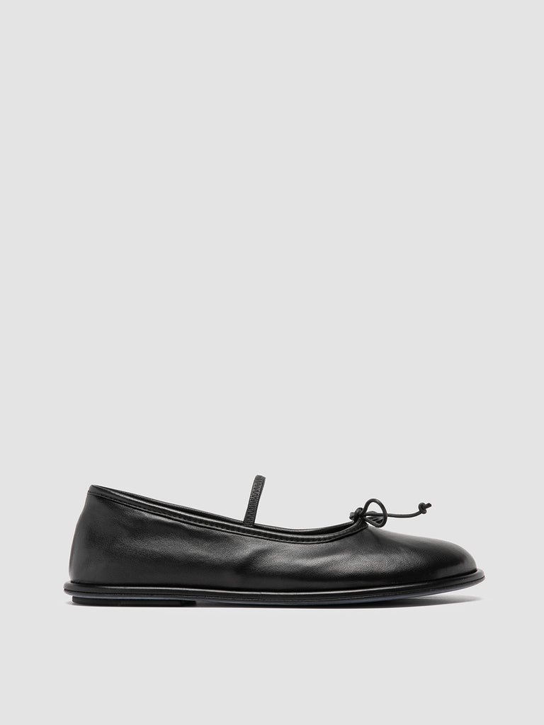 FONTAYNE 001 - Black Leather Ballerina Shoes