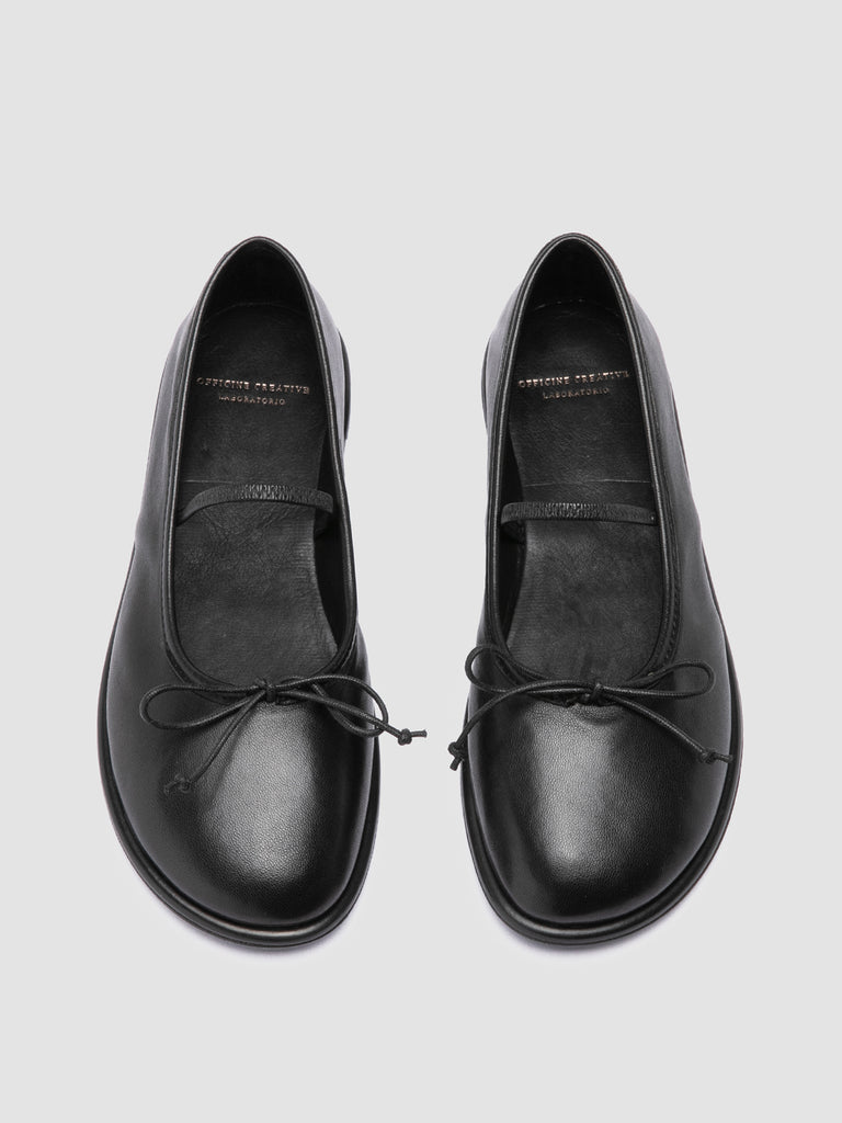 FONTAYNE 001 - Black Leather Ballerina Shoes