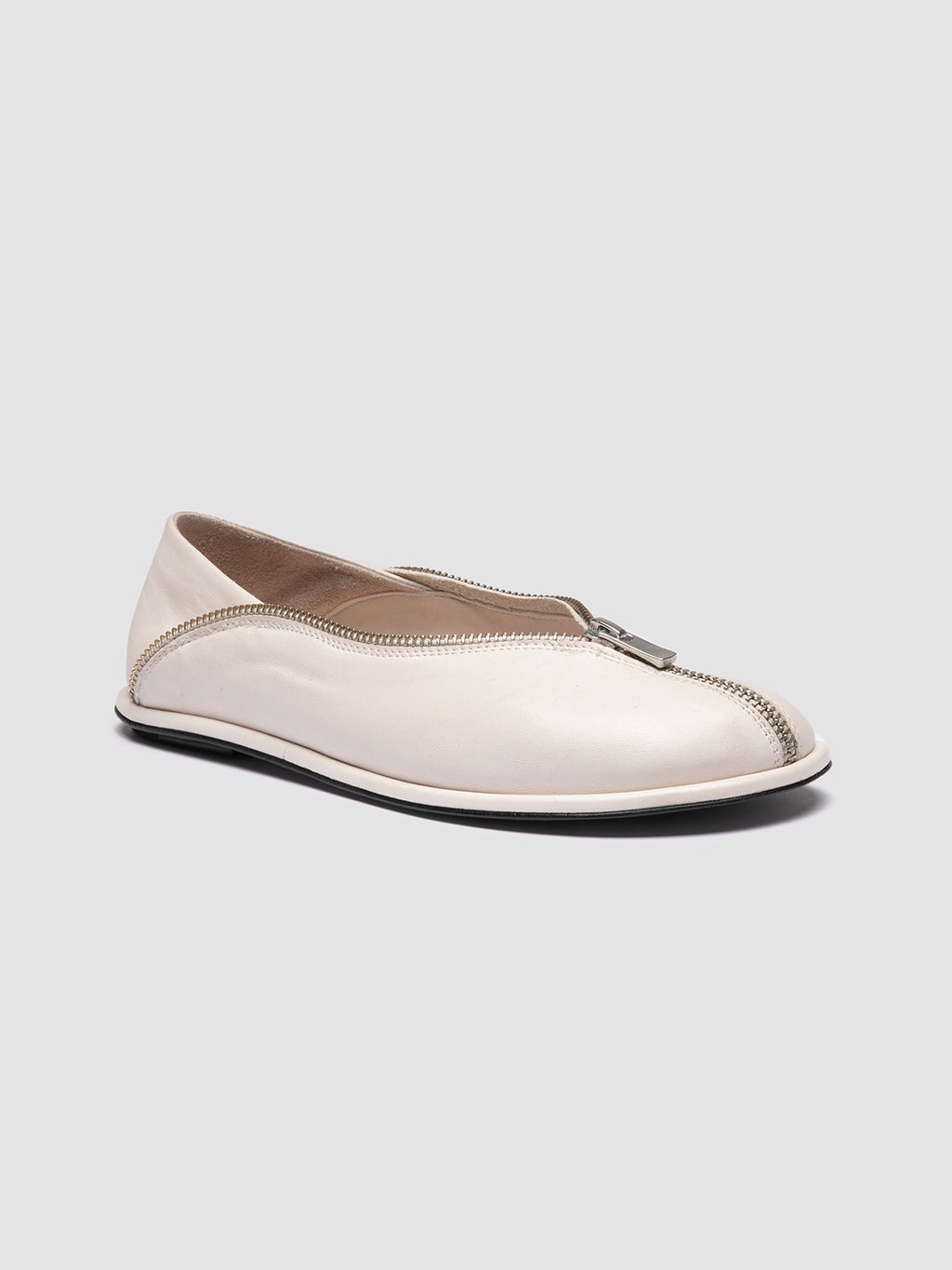 FONTAYNE 006 - White Leather Ballerina Shoes