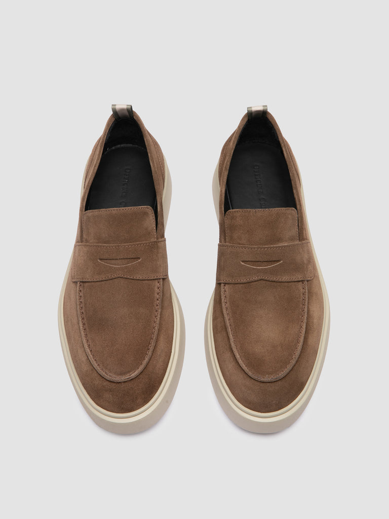 FRAME 001 – Taupefarbene Penny-Loafers aus Wildleder