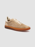 GINNASIO 001 - Beige Leather and Suede Sneakers - thumb image 3,side view