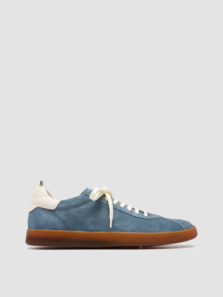 GINNASIO 001 - Blue Leather and Suede Sneakers