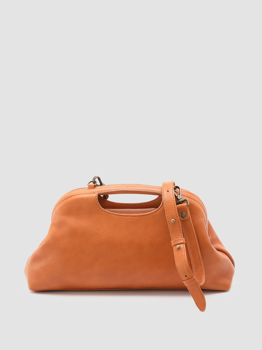 HELEN 02 - orangefarbene Leder-Clutch-Tasche