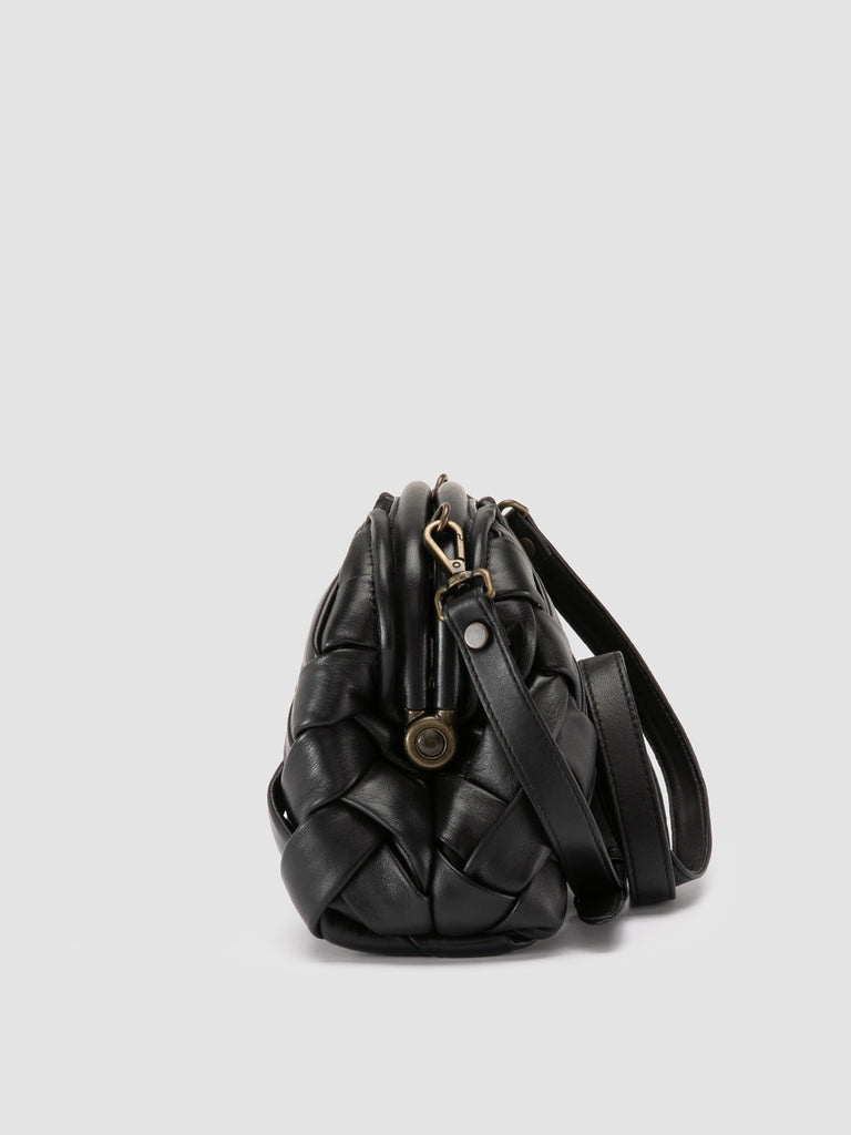 HELEN 12 Plug - Black Woven Leather Clutch Bag