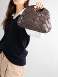 HELEN 12 Plug - Taupe Woven Leather Clutch Bag