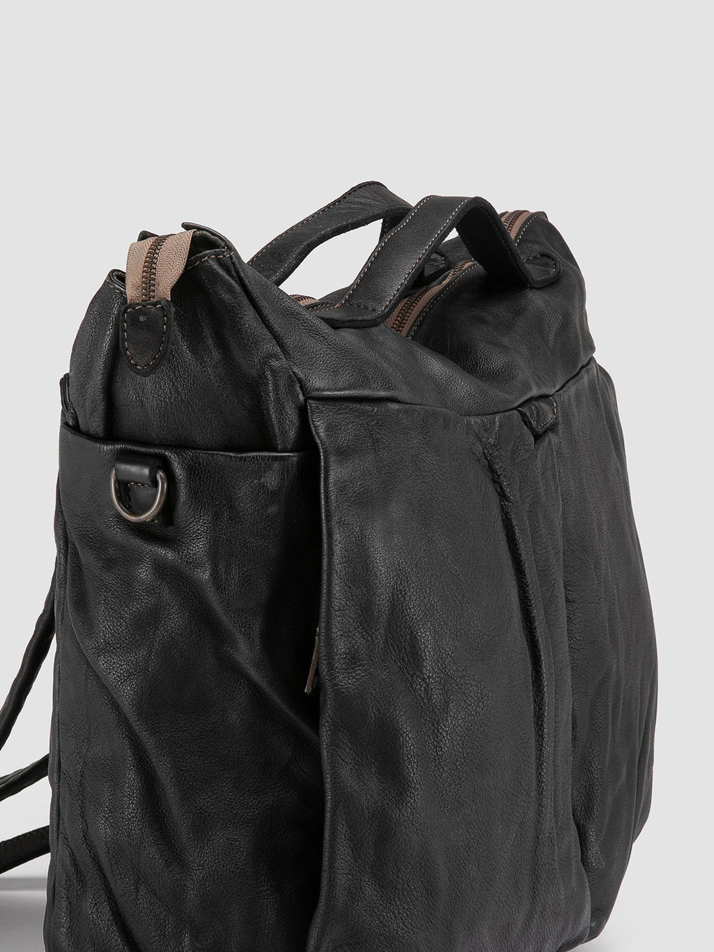 HELMET 036 - Black Leather Backpack