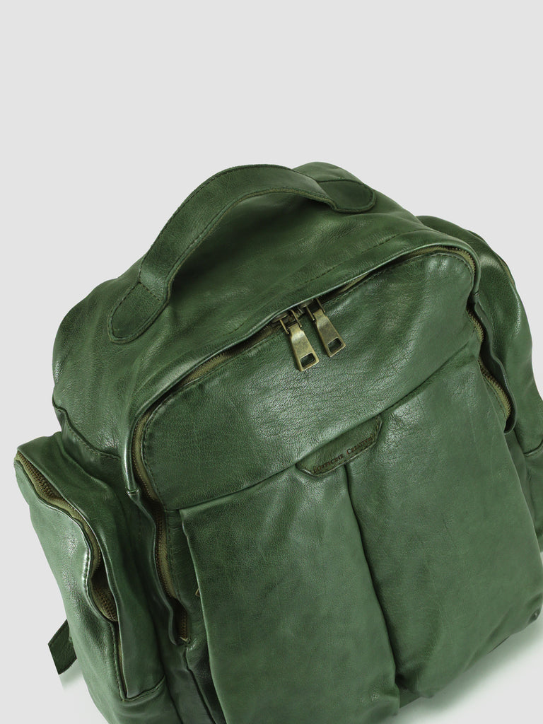 HELMET 042 - Green Leather Backpack