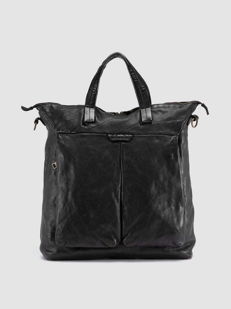HELMET 045 - Black Leather Tote Bag