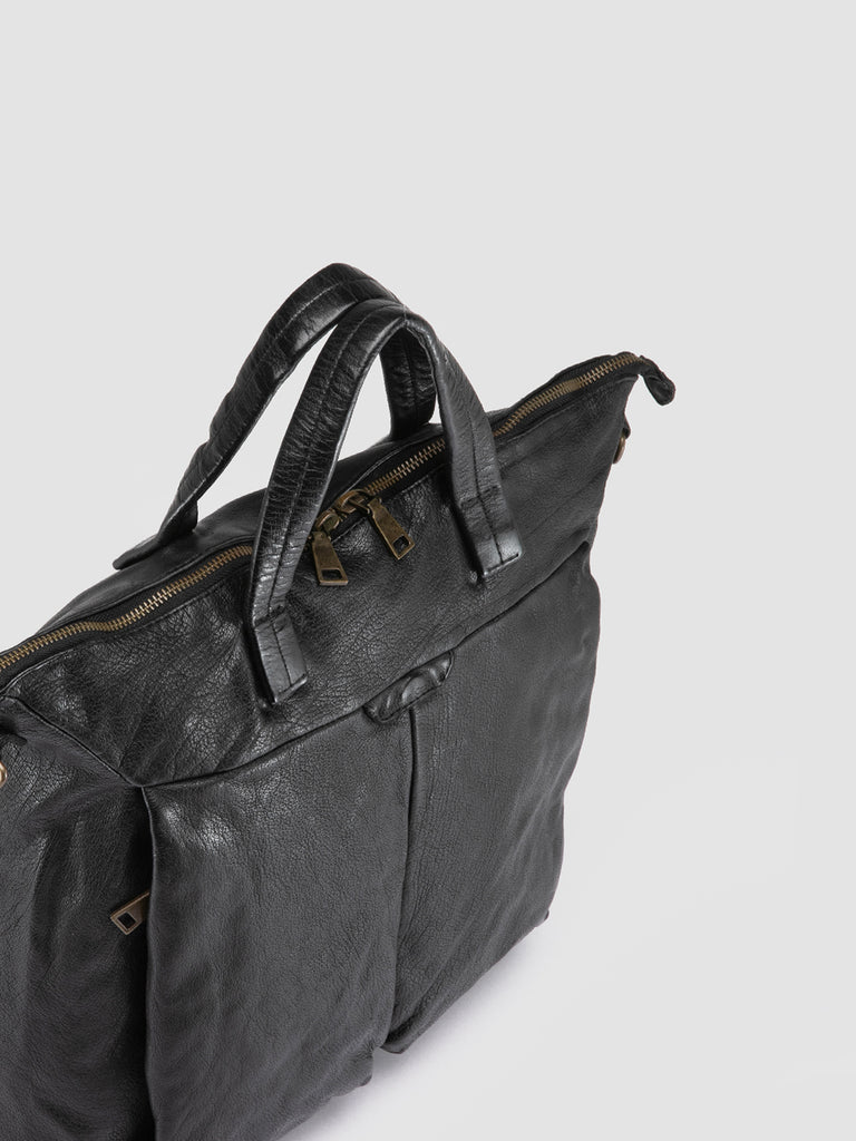 HELMET 045 - Black Leather Tote Bag