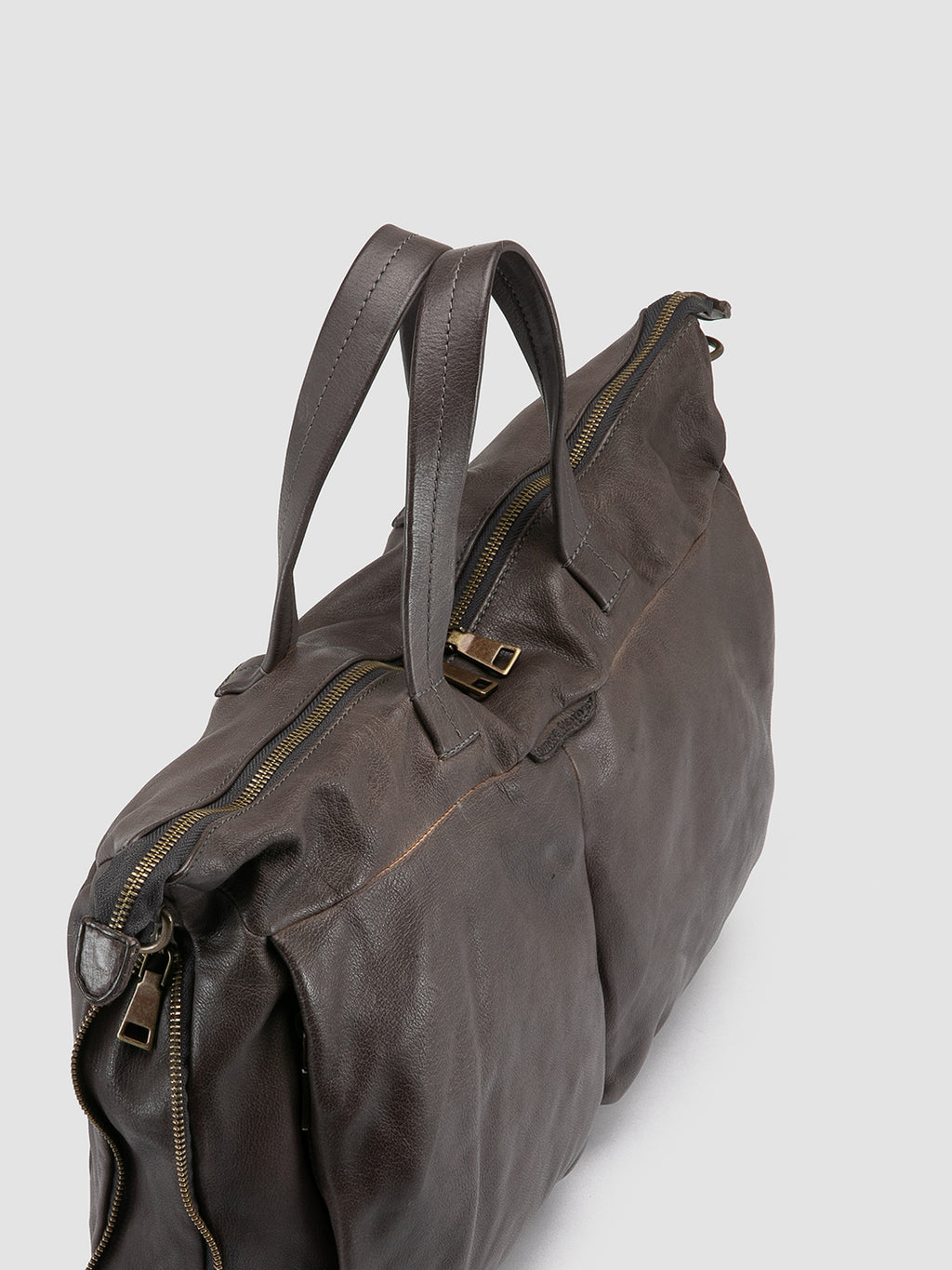 HELMET 046 - Grey Leather Briefcase - image 2,side view
