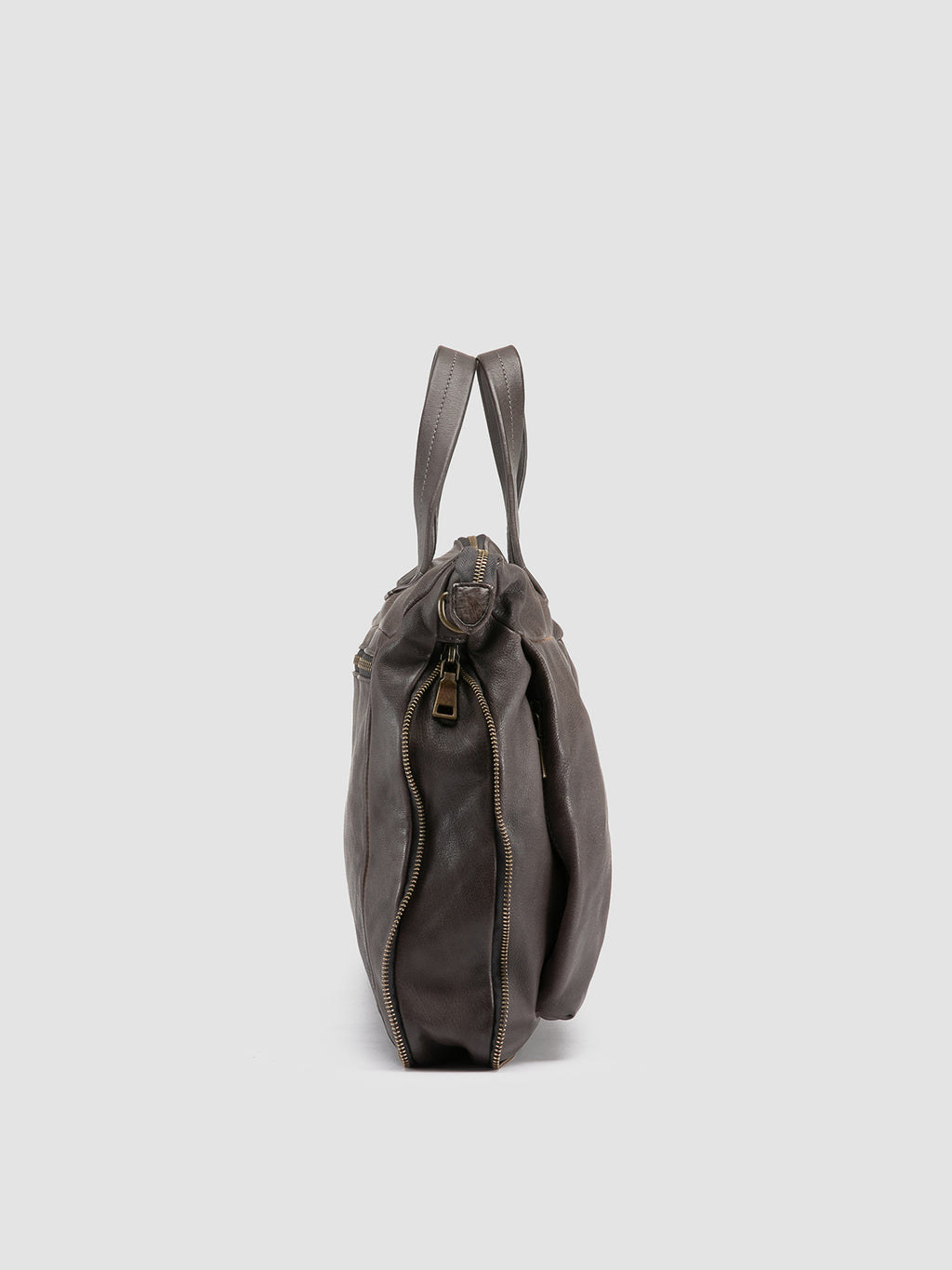 HELMET 046 - Grey Leather Briefcase - image 3,side view