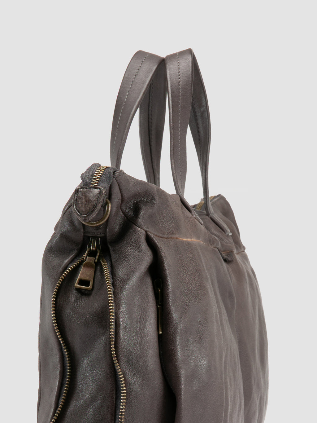 HELMET 046 - Grey Leather Briefcase - image 6,side view