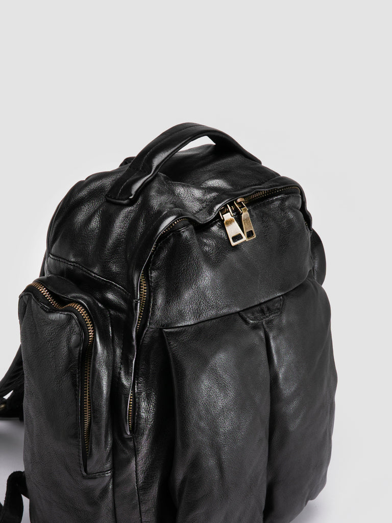 HELMET 047 - Black Leather Backpack