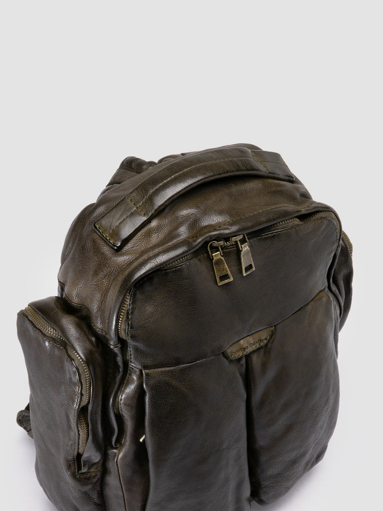 HELMET 047 - Green Leather Backpack