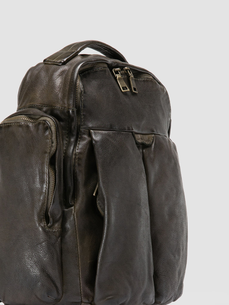HELMET 047 - Green Leather Backpack
