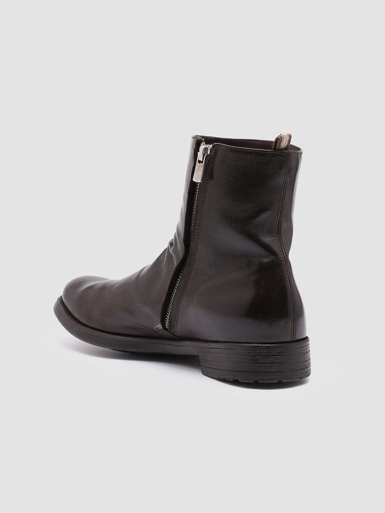 Men's Brown Leather Zip Boots HIVE 010 – Officine Creative