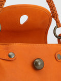 HOLES WOVEN 02 - orangefarbene Lederhandtasche