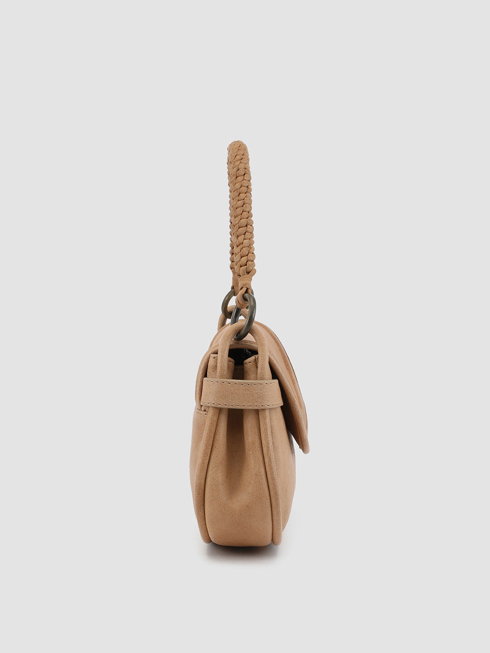 HOLES WOVEN 03 - taupefarbene Ledertasche mit Henkel