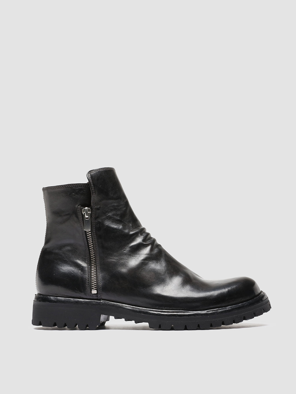IKONIC 004 - Grey Leather Zip Boots - image 1,side view