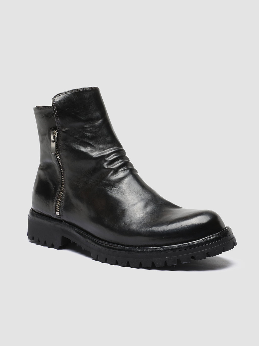 IKONIC 004 - Grey Leather Zip Boots - image 3,side view