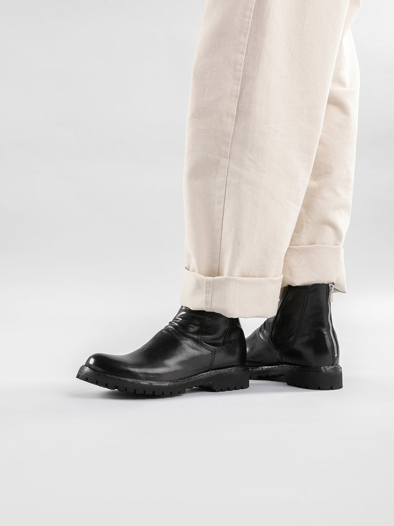 IKONIC 005 - Black Leather Zip Boots Men Officine Creative - 1