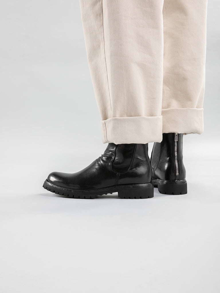 IKONIC 005 - Black Leather Zip Boots Men Officine Creative - 2