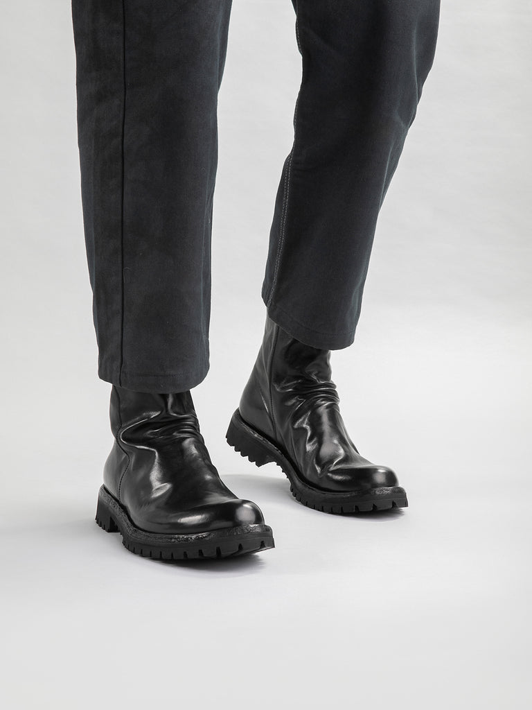 IKONIC 006 Black Leather Zip Boots Men Officine Creative - 1
