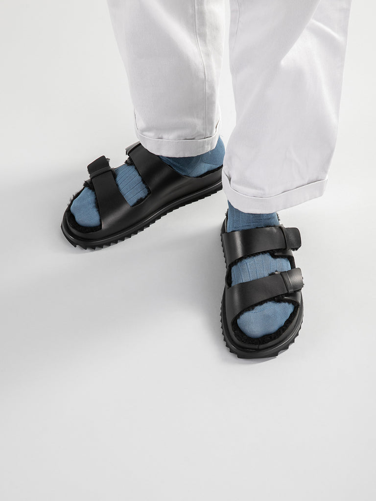INTROSPECTUS 003 - Black Leather Slide Sandals