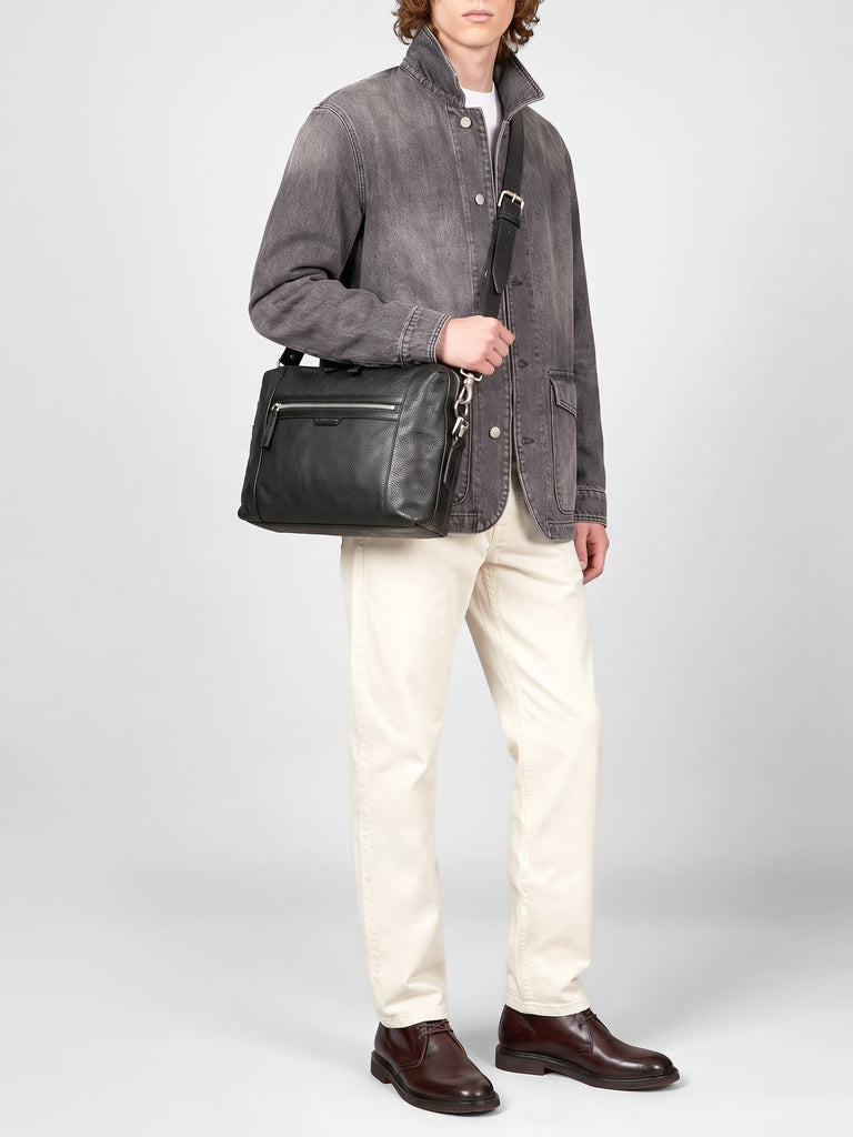 JULES 009 - Aktentasche aus schwarzem Leder-hover