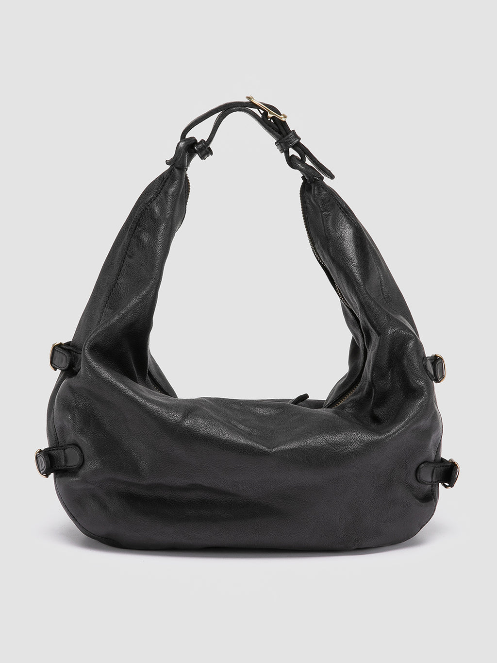 JULIE 008 - Black Leather Shoulder Bag