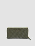 JULIET 101 - Green Woven Leather Zip-around Wallet