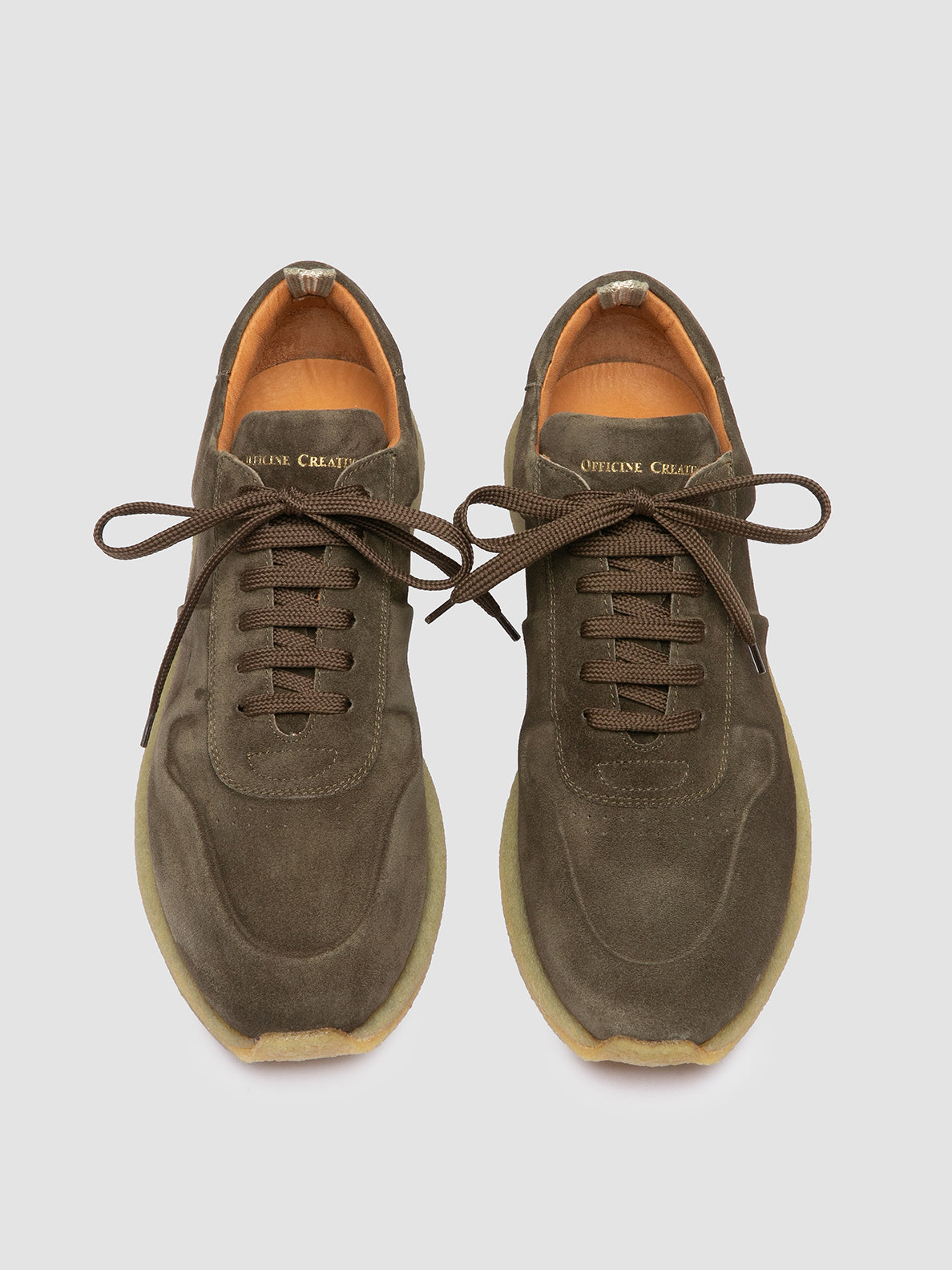 Men's Green Suede Low Top Sneakers: LEGEND 001 Officine Creative Men's Green Suede Low Top Sneakers: LEGEND 001 Officine Creative
