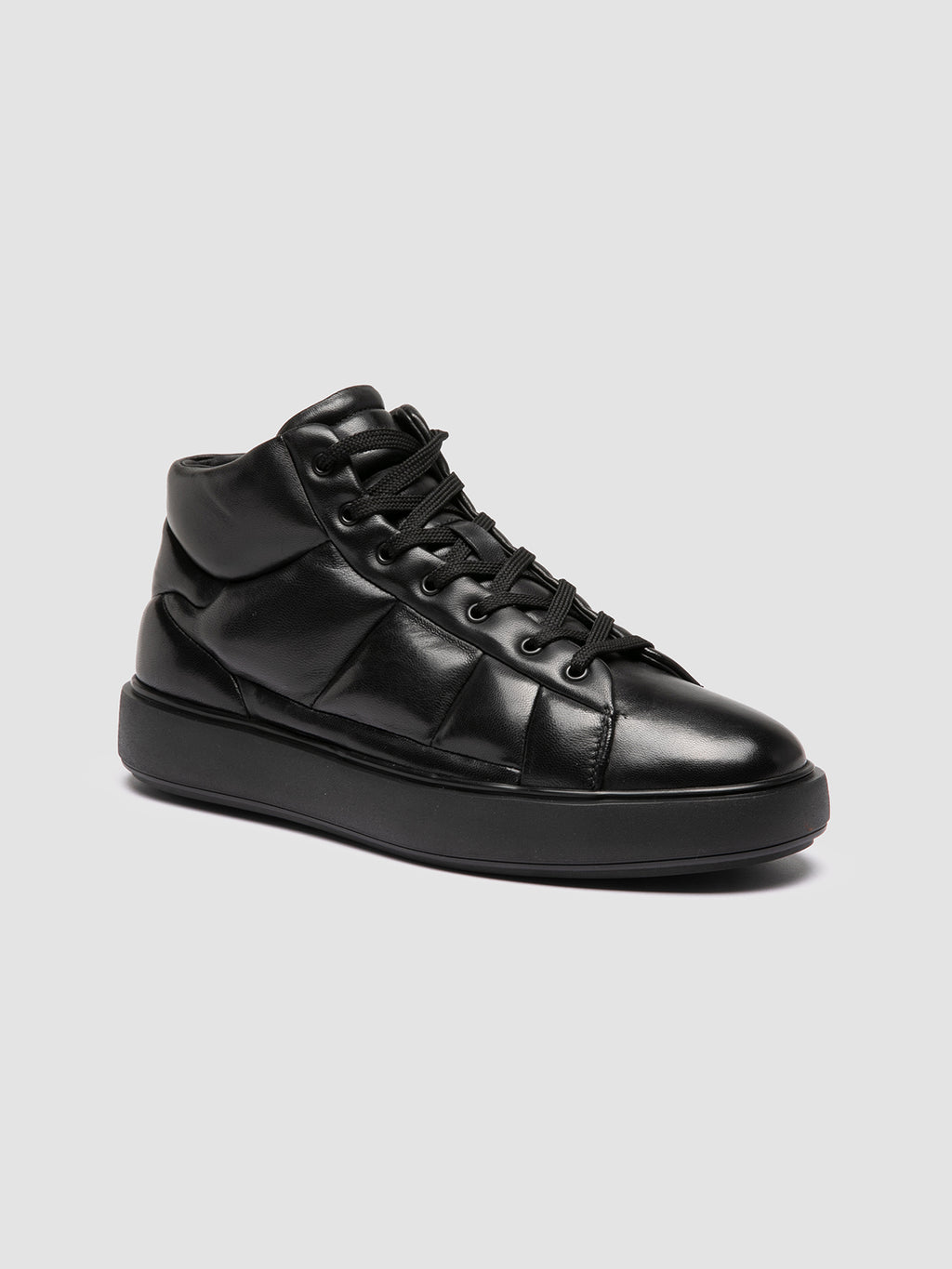 LEISURE 002 - Black Leather High Top Sneakers