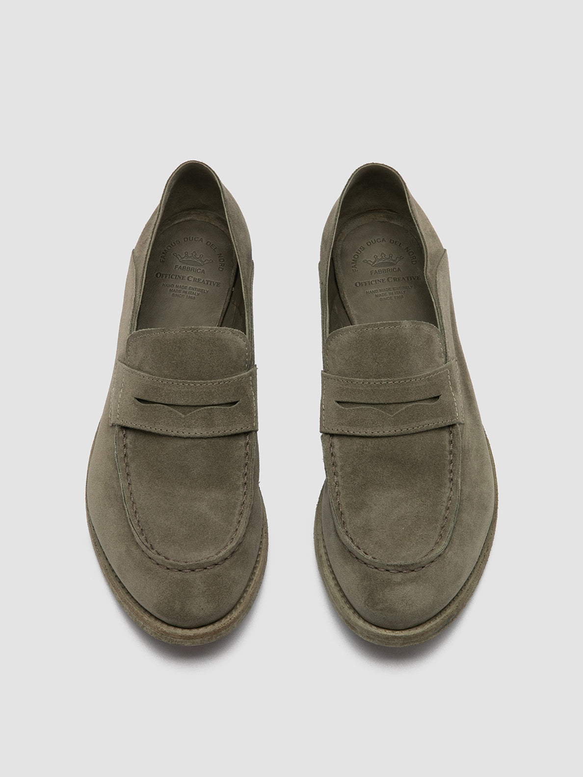 Women's Green Suede Loafers: LEXIKON 516 – Officine Creative